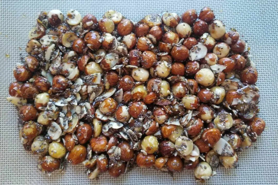 Caramelized Hazelnut Crunch Clusters With Ginger and chia seeds