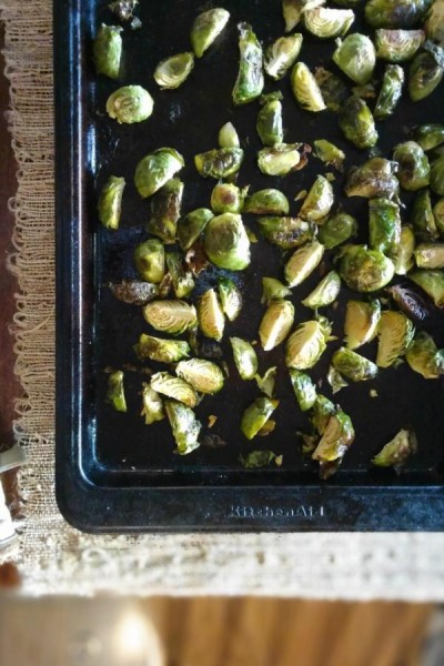 oven roasted brussels sprouts on sheet pan