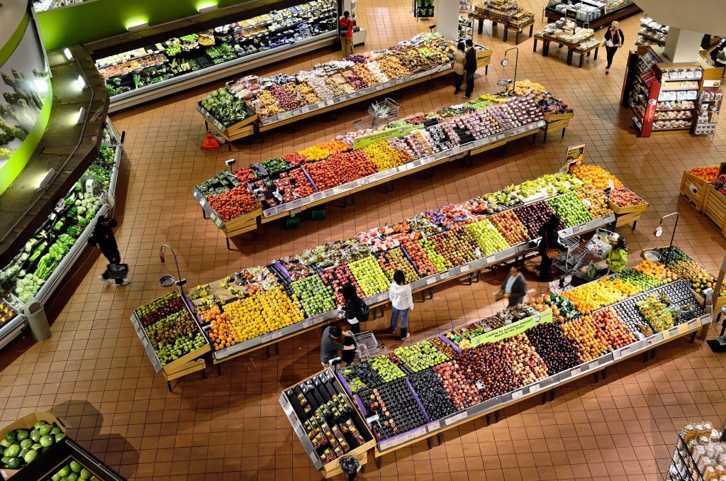 physical grocery store with many produce options
