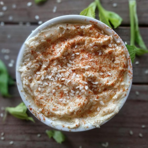 hummus in ramekin