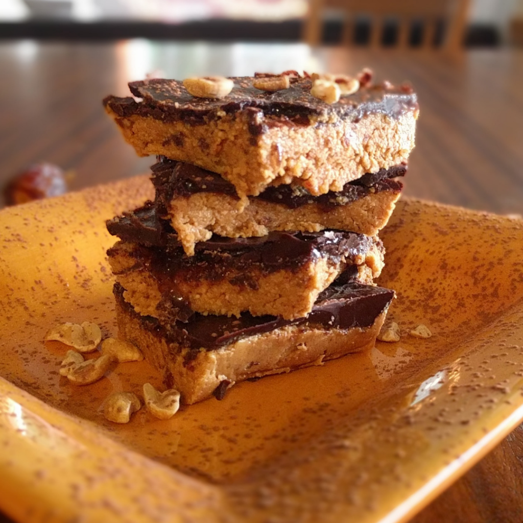 Healthy Peanut Butter Chocolate Bars - No Bake, Gluten Free