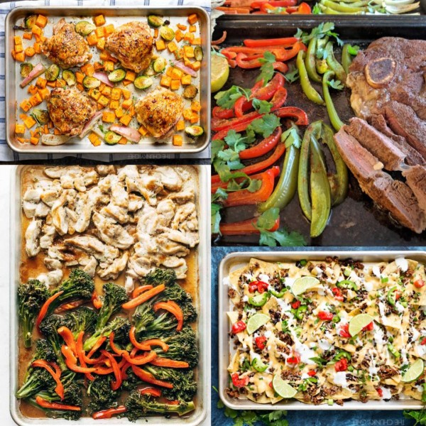 four sheet pan meals ready to serve