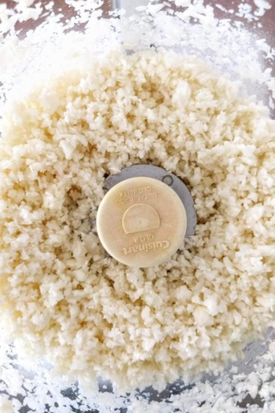cauliflower pulsed into rice in food processor