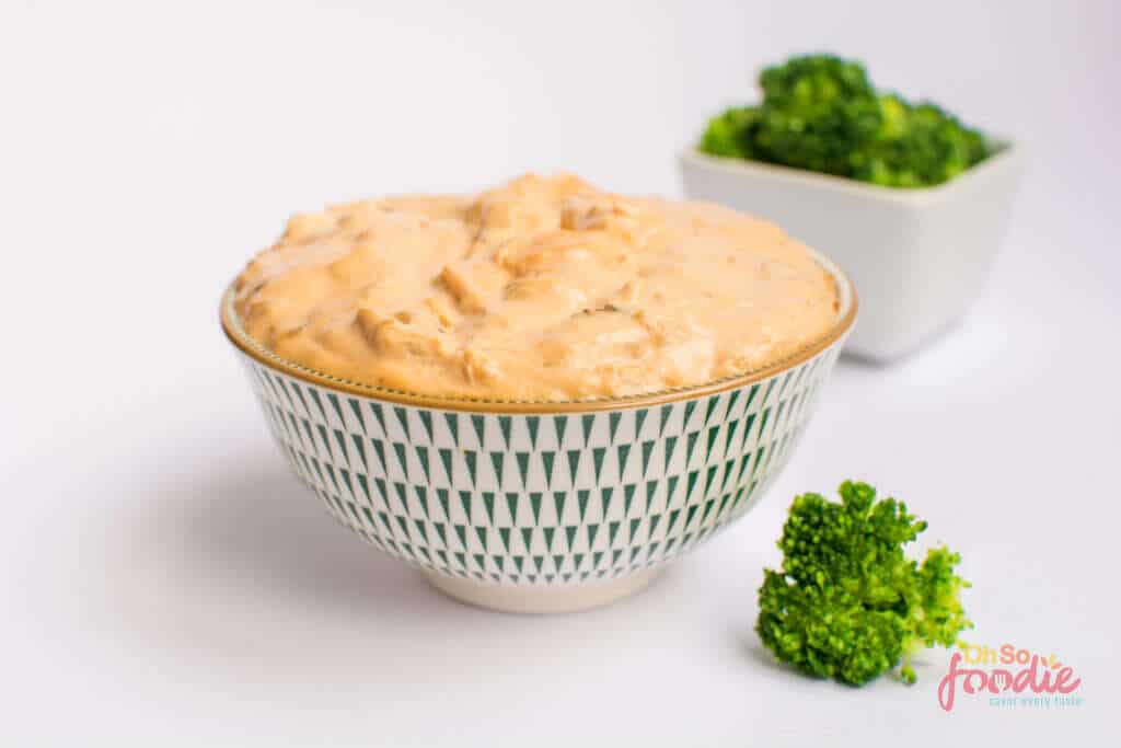 Gluten free buffalo chicken dip in a bowl