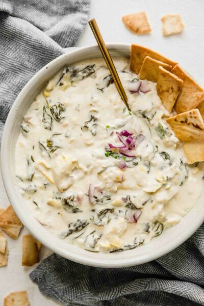 Spinach dip in a bowl