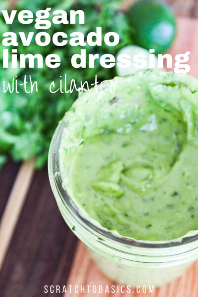 vegan avocado lime dressing in jar