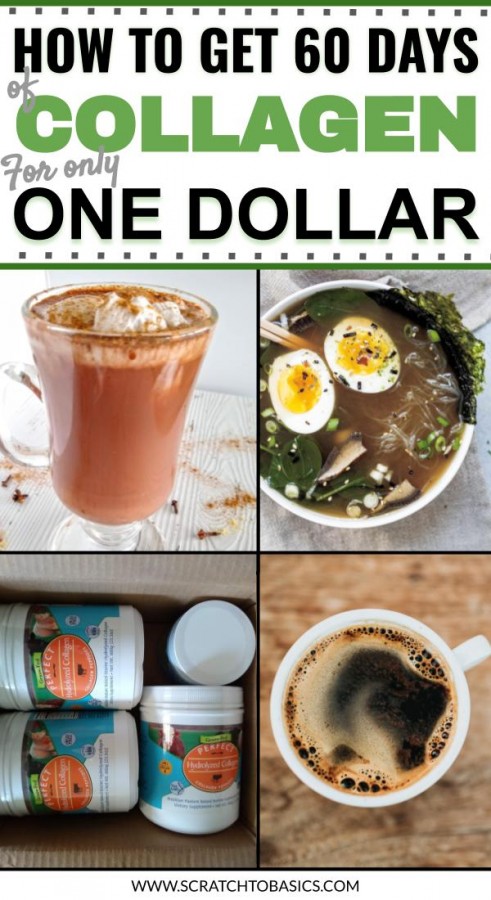 Sixty servings of collagen powder for only one dollar.