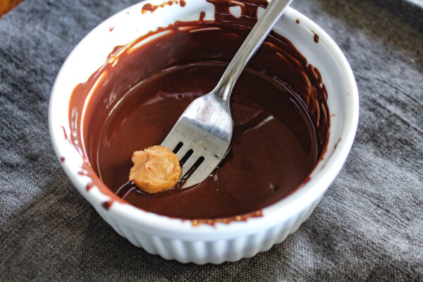 Peanut butter ball dipped in chocolate