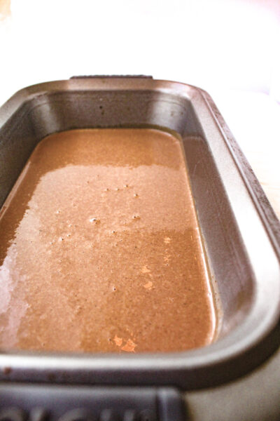 Ice cream poured into a loaf pan