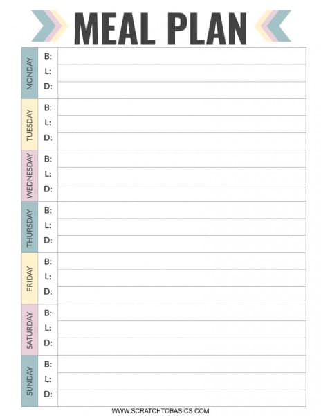 Daily Menu Template from www.scratchtobasics.com