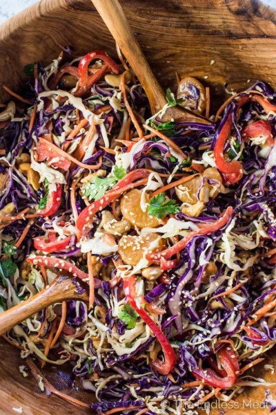 Easy asian coleslaw with creamy orange sesame dressing