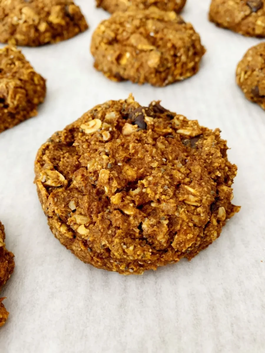 pumpkin oats cookies on a parchment paper