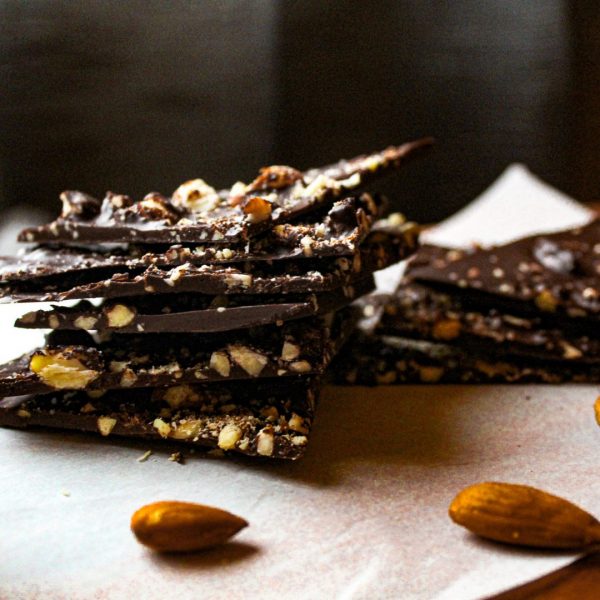 3-Ingredient Dark Chocolate Almond Bark Recipe [Dairy Free | Gluten Free]