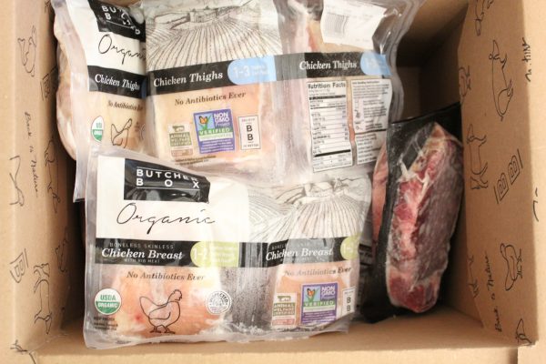 Frozen meat in a box