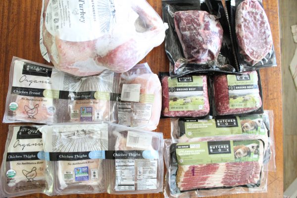 Frozen meat on a table