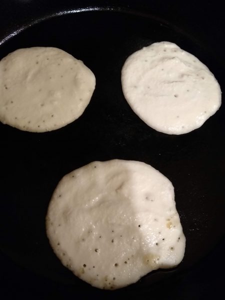 Let cook on first side until bubbles form on top, then flip