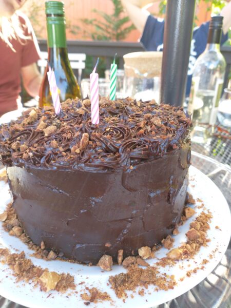 Piping example one of the chocolate frosting without butter
