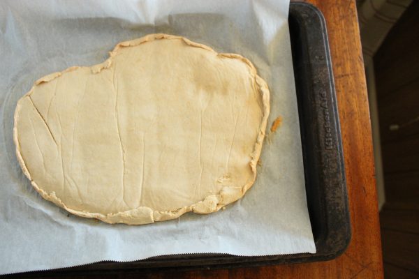 coconut flour pizza crust recipe baked and ready for toppings