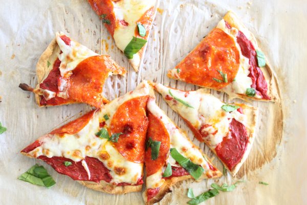 Pepperoni pizza with coconut flour pizza crust