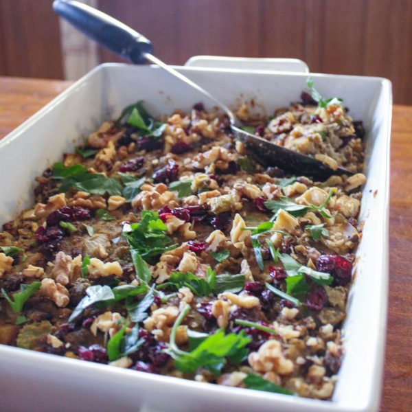 Delicious Paleo Stuffing with Sausage & Cranberries