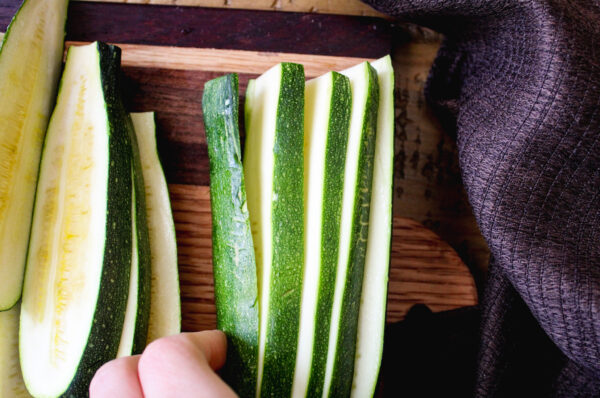 zucchini cut into slices