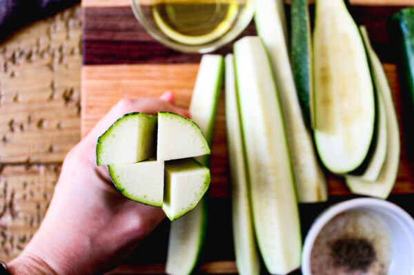 zucchini cut into wedges