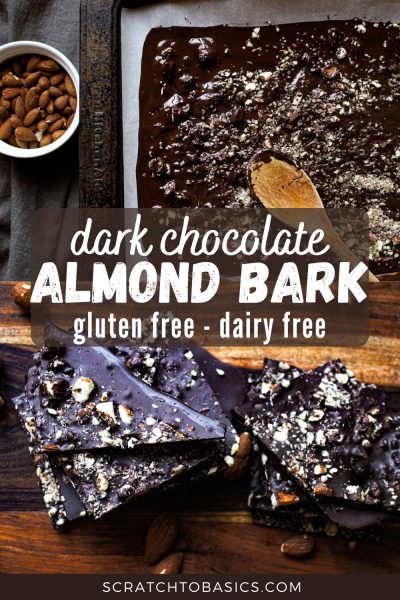 dark chocolate almond bark, gluten free, dairy free