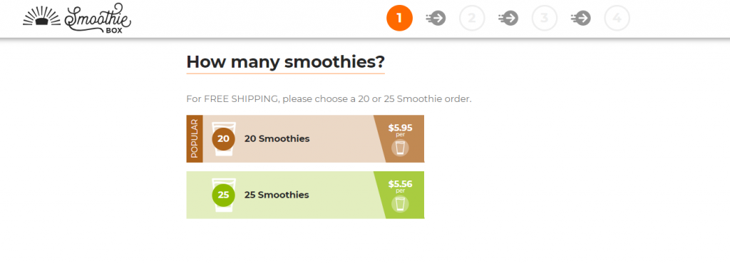 step 1 in SmoothieBox order