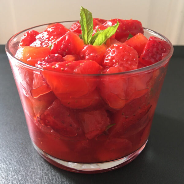 Strawberry salad in a dish
