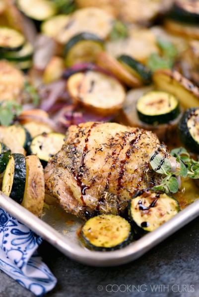 Greek sheet pan chicken dinner