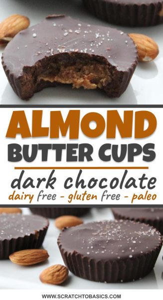 almond butter cups with dark chocolate, dairy free, gluten free, paleo