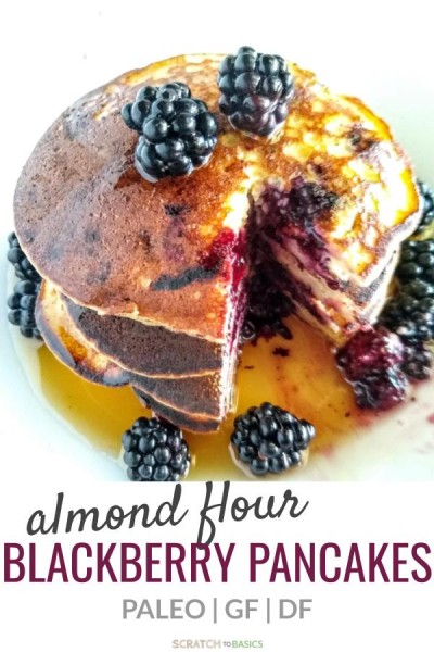 Summer berry Paleo pancakes made with almond flour.