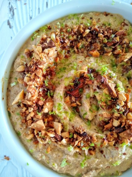 Finished almond jalapeno lime dip.