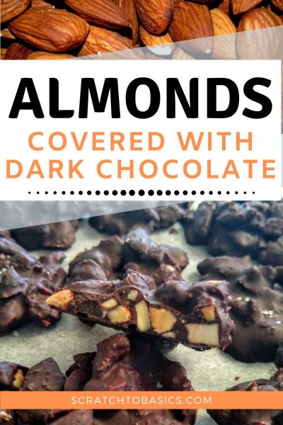 Almonds covered with dark chocolate