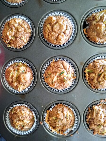 almond flour zucchini muffins in muffin pan