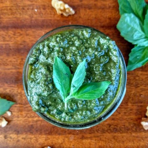 Overhead basil pesto