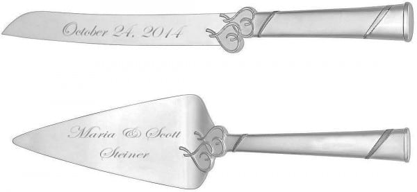 personalized cake knife and server