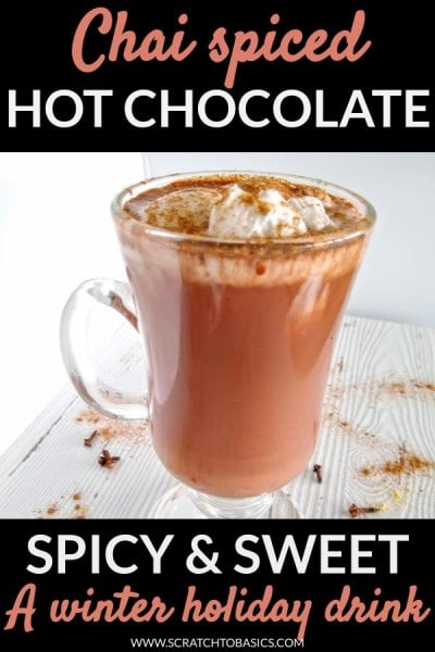 Black background- chai hot chocolate winter holiday drink