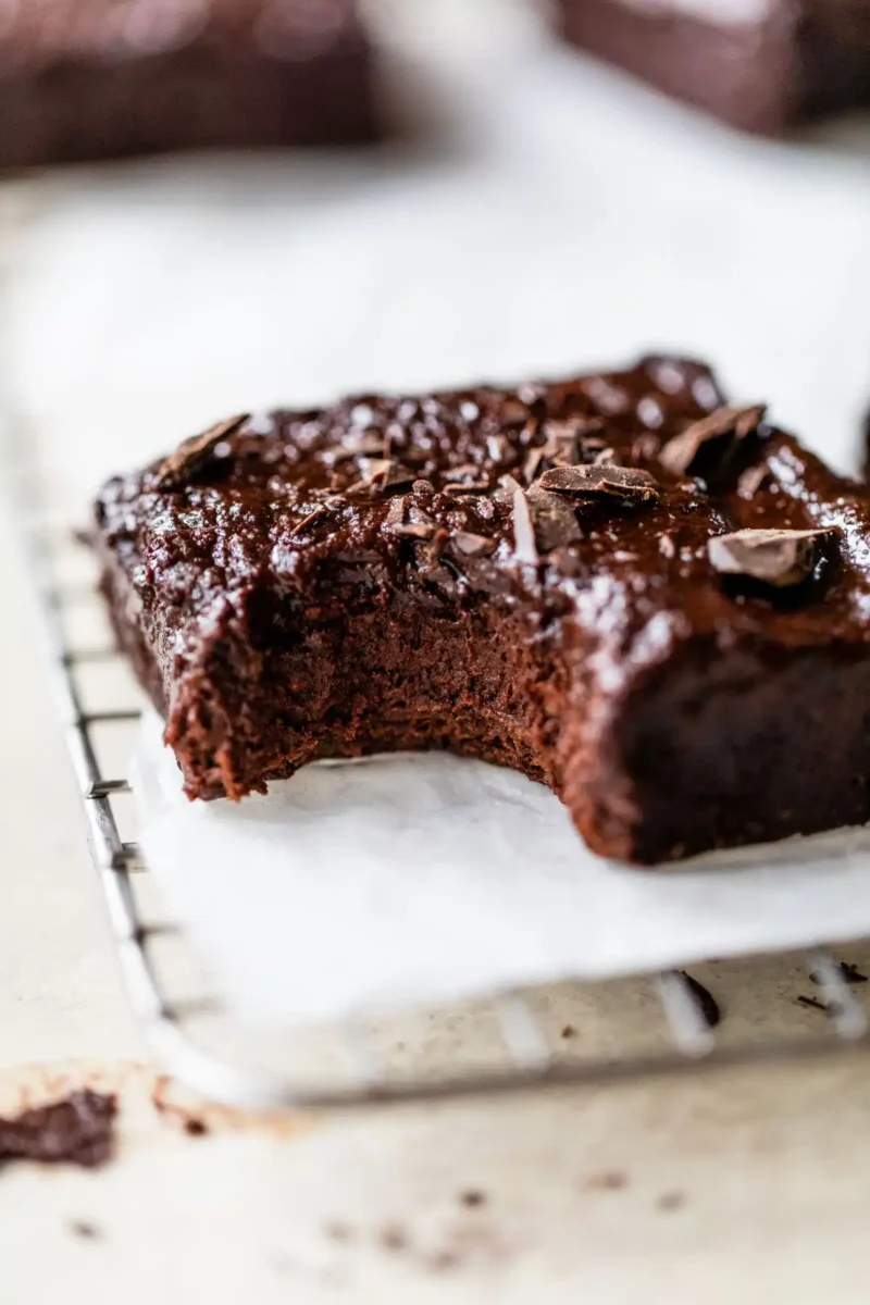 bitten fudgy chickpea brownies