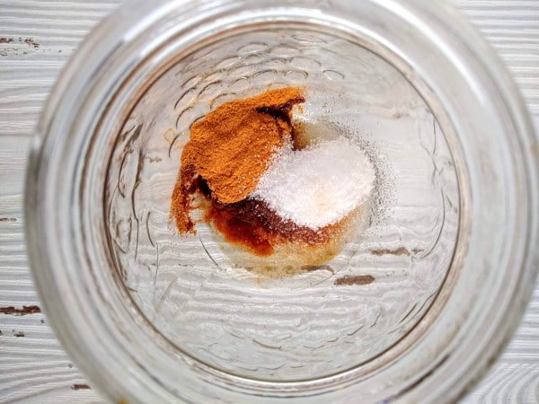 Add cinnamon and sugar (or monkfruit sweetener)