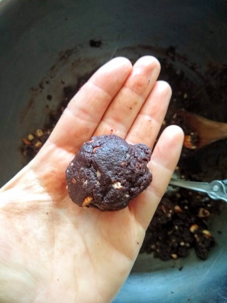 cookie dough ball should hold together in your hands.