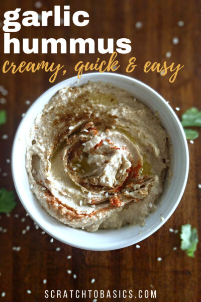 creamy garlic hummus from scratch