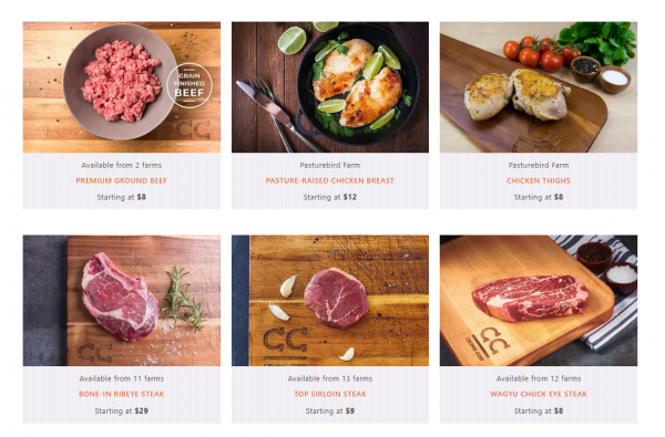 You'll get a wide variety of choices on the Crowd Cow website - depending on seasonality and availability. All options are ethical, farm fresh meat.