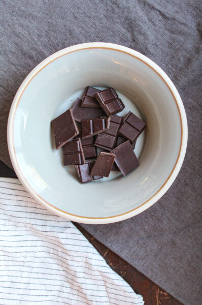 chocolate bar - broken up in bowl