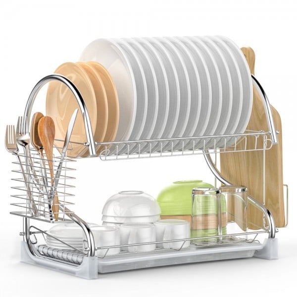 This double level dish rack can help declutter your kitchen.