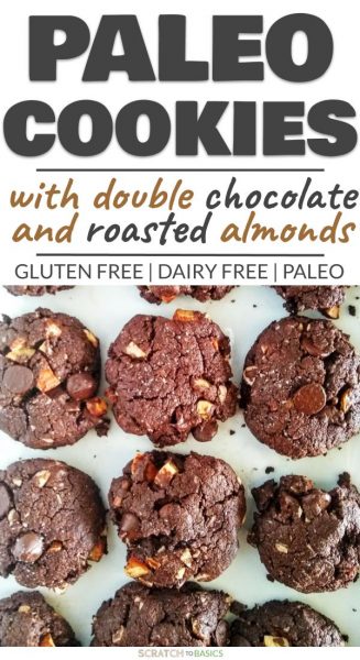 Paleo double chocolate cookies with almonds