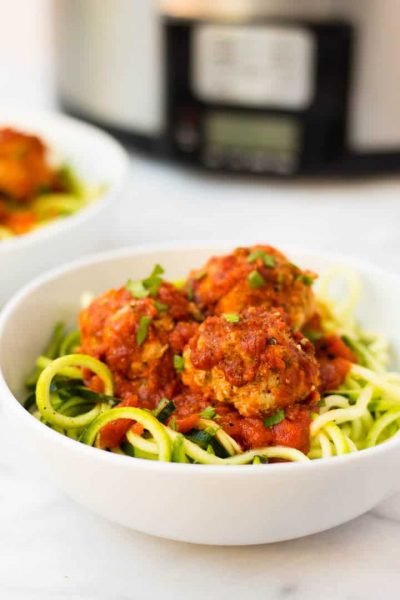 Chicken zucchini meatballs from Eat the Gains
