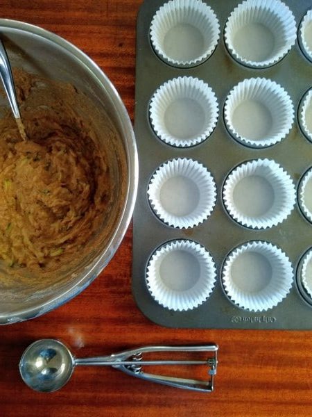 Empty muffin tins ready to fill with protein muffin batter