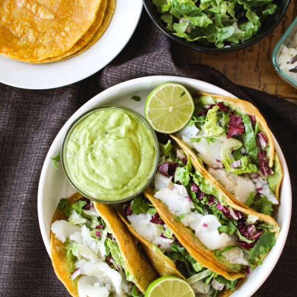 Fish Tacos with Cilantro Lime Sauce - Scratch To Basics