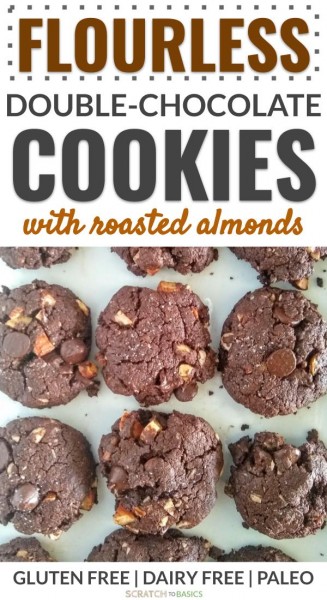 flourless double chocolate cookies with roasted almonds